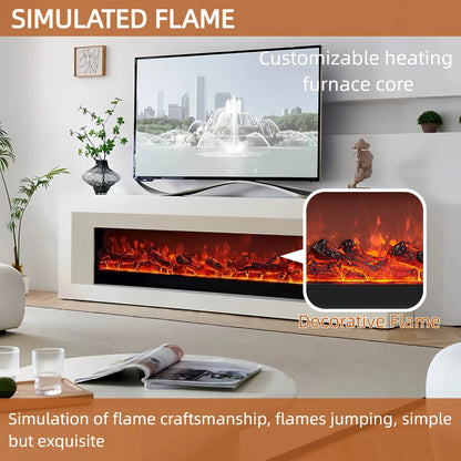 Aihm-Lon White Electric Fireplace with Realistic Decorative Flame 79”-95”