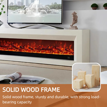 Aihm-Lon White Electric Fireplace with Realistic Decorative Flame 79”-95”