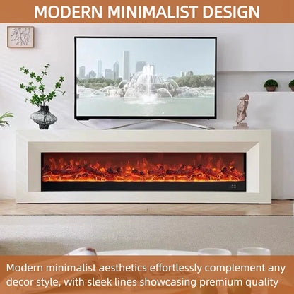 Aihm-Lon White Electric Fireplace with Realistic Decorative Flame 79”-95”
