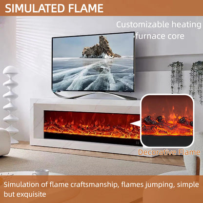 Aihm-Lon White Electric Fireplace with Realistic Decorative Flame 79”-95”