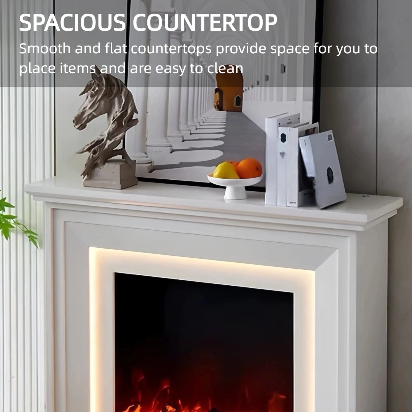 Aihm-Lon Tall Electric Fireplace with Modern Minimalist Design 47”-59”