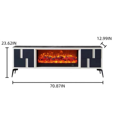 Aihm-Lon Electric Fireplace Includes Grey Geometric Splicing Design 71”