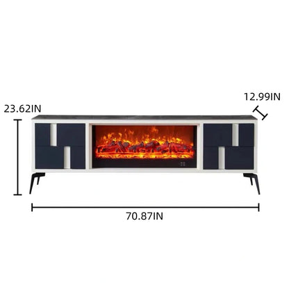 Aihm-Lon Electric Fireplace Includes Grey Geometric Splicing Design 71”