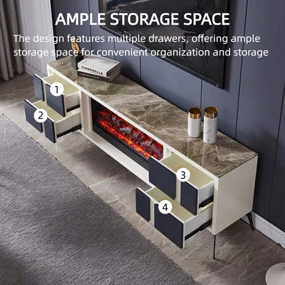 Aihm-Lon Electric Fireplace Includes Grey Geometric Splicing Design 71”