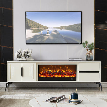 Aihm-Lon Electric Fireplace with Realistic Flame and 2 Storage Drawers 79”