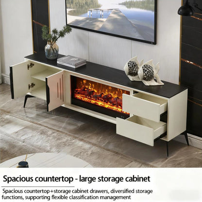 Aihm-Lon Electric Fireplace with Realistic Flame and 2 Storage Drawers 79”