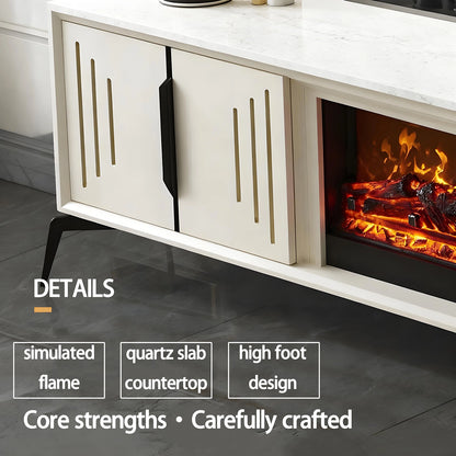 Aihm-Lon Electric Fireplace with Realistic Flame and 2 Storage Drawers 79”