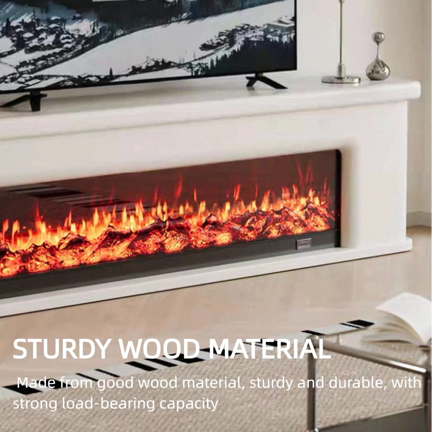 Aihm-Lon Simple Electric Fireplace Includes French Curved Edges 71”-83”