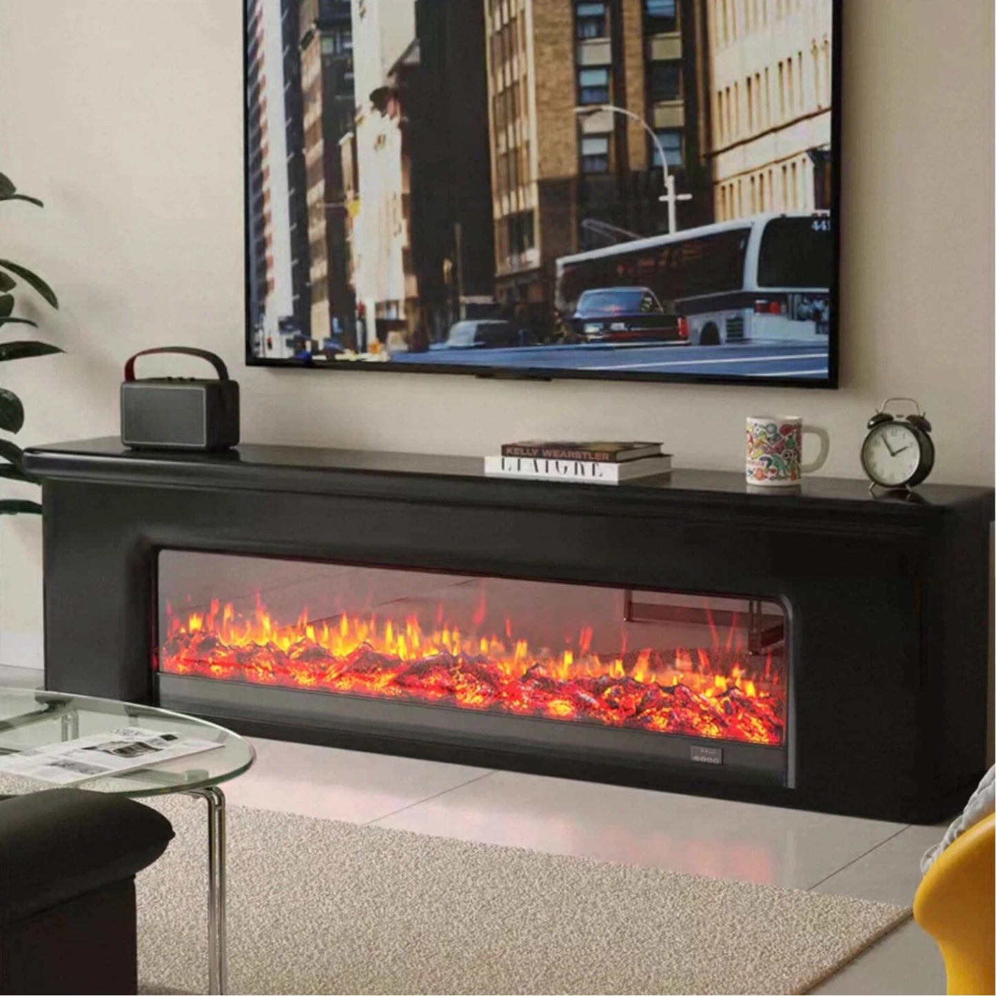 Aihm-Lon Simple Electric Fireplace Includes French Curved Edges 71”-83”