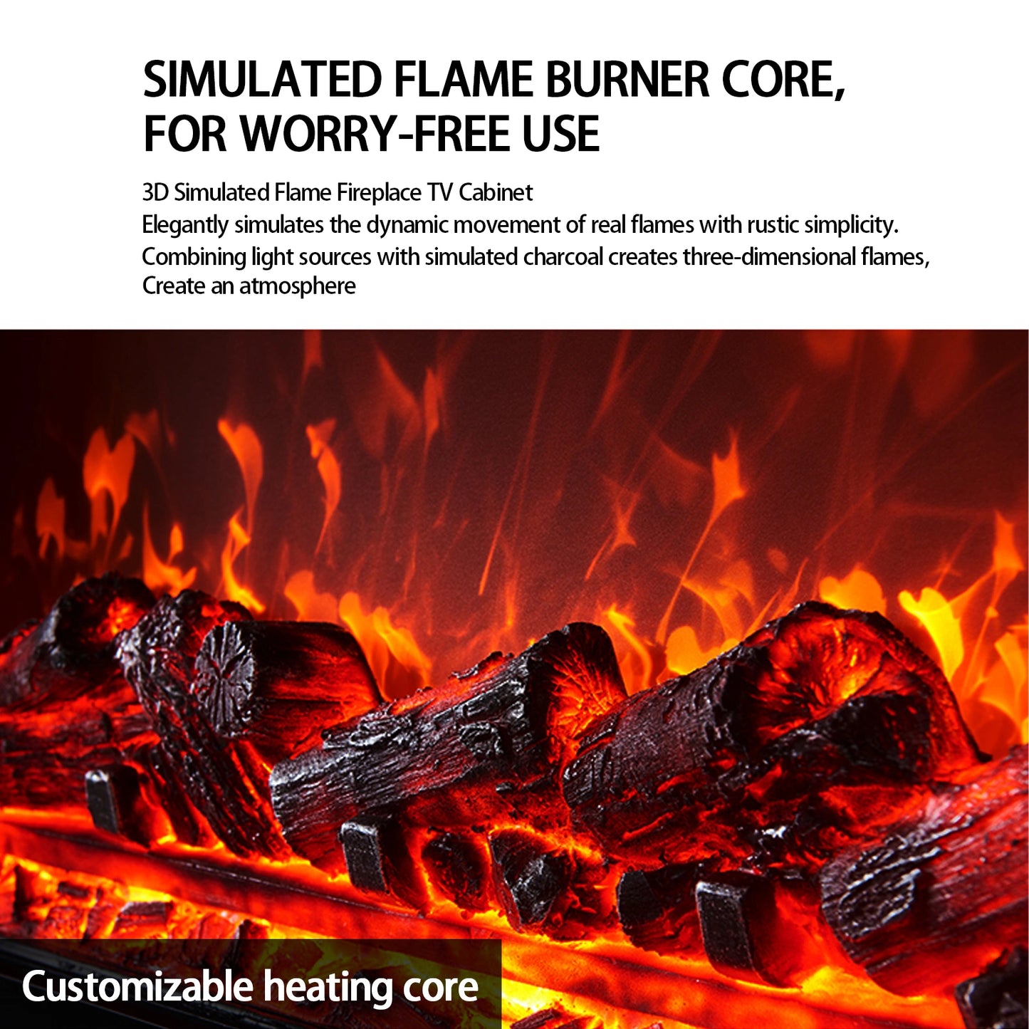 Aihm-Lon Freestanding Electric Fireplace Includes Grey Stripe Design 71”-79”