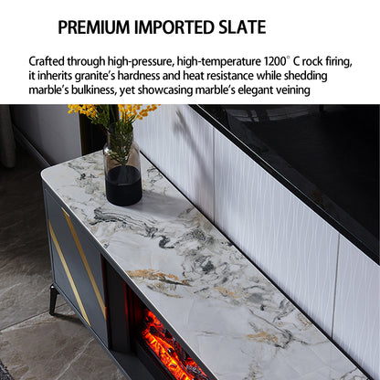 Aihm-Lon Freestanding Electric Fireplace Includes Grey Stripe Design 71”-79”