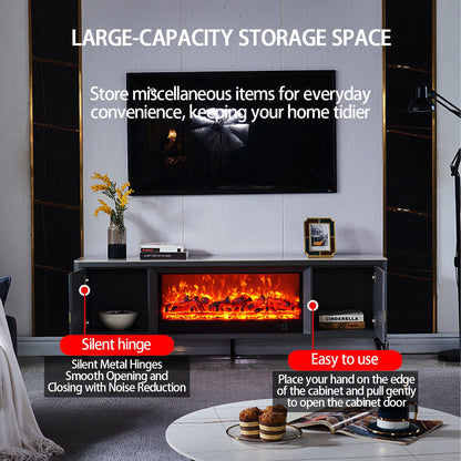 Aihm-Lon Freestanding Electric Fireplace Includes Grey Stripe Design 71”-79”