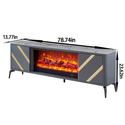 Aihm-Lon Freestanding Electric Fireplace Includes Grey Stripe Design 71”-79”