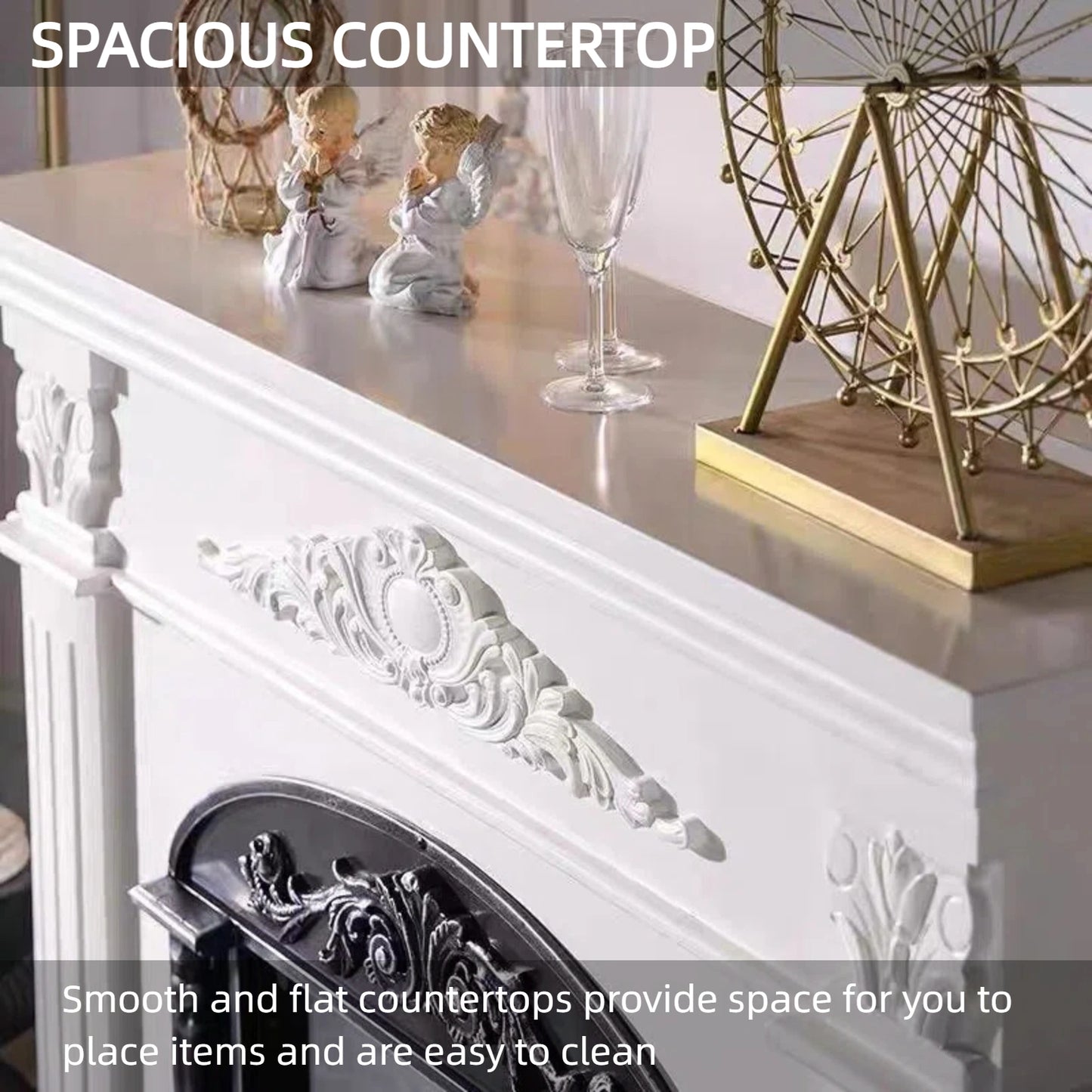 Aihm-Lon Simple Electric Fireplace with Mantel Includes Birdcage Firebox 47”