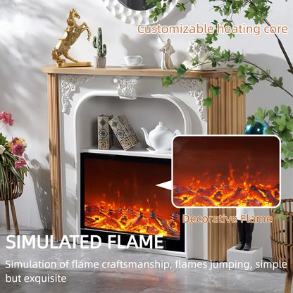 Aihm-Lon Tall Electric Fireplace Includes Rustic Vintage Carving 43”