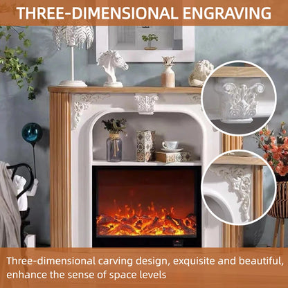 Aihm-Lon Tall Electric Fireplace Includes Rustic Vintage Carving 43”