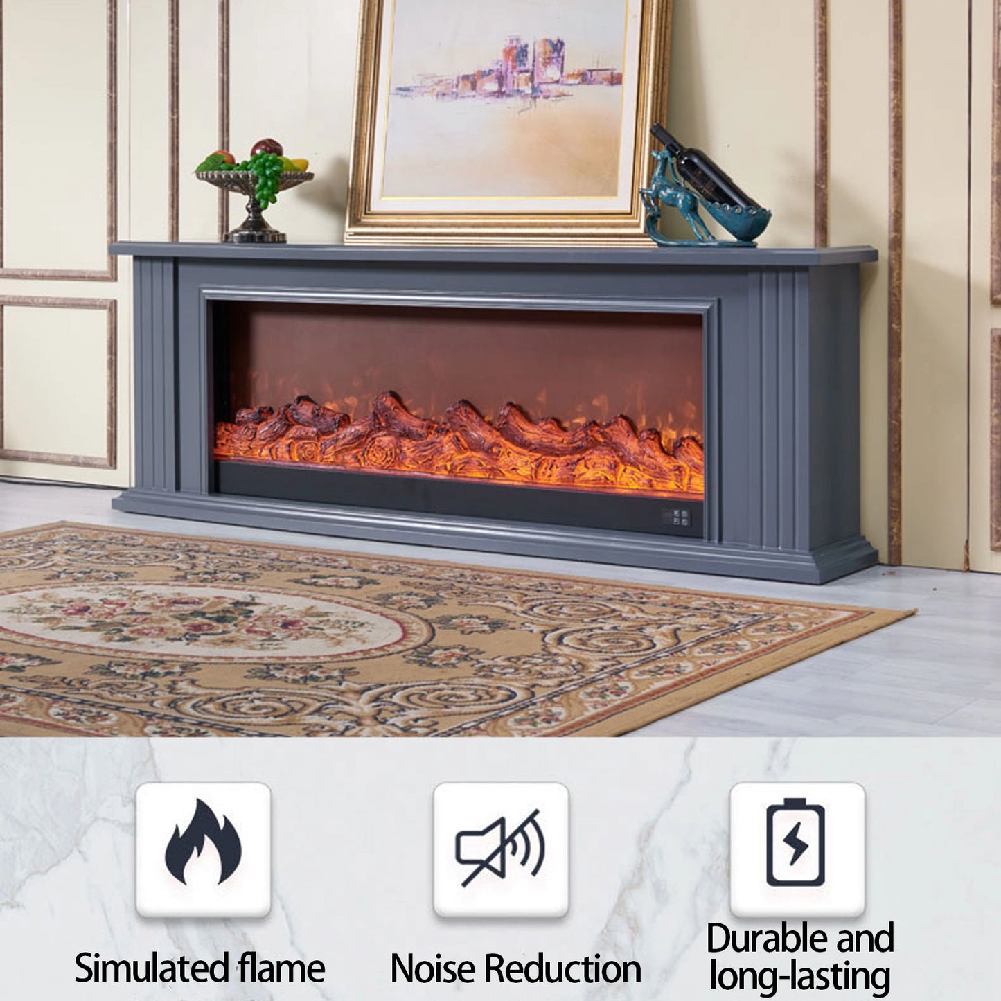 Aihm-Lon Minimalist Electric Fireplace Includes Simple Line Design 39”-79”