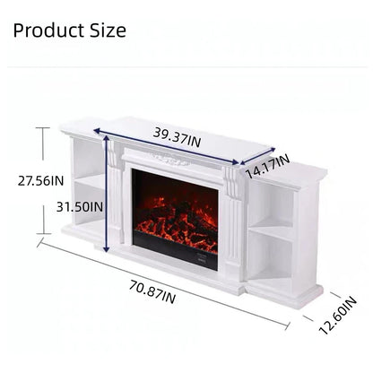 Aihm-Lon Tall Electric Fireplace Includes Open Storage Cabinet 71”