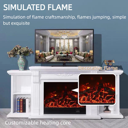 Aihm-Lon Tall Electric Fireplace Includes Open Storage Cabinet 71”