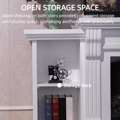 Aihm-Lon Tall Electric Fireplace Includes Open Storage Cabinet 71”