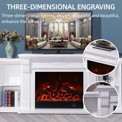 Aihm-Lon Tall Electric Fireplace Includes Open Storage Cabinet 71”