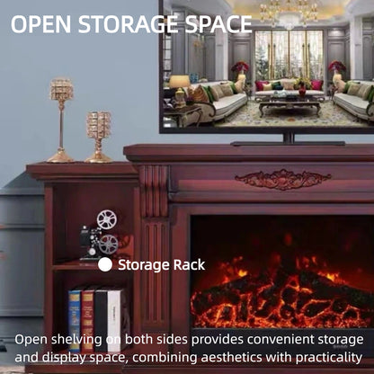 Aihm-Lon Tall Electric Fireplace Includes Open Storage Cabinet 71”