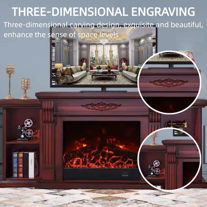 Aihm-Lon Tall Electric Fireplace Includes Open Storage Cabinet 71”