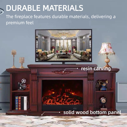 Aihm-Lon Tall Electric Fireplace Includes Open Storage Cabinet 71”