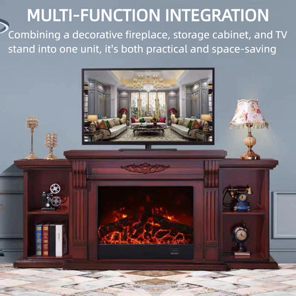 Aihm-Lon Tall Electric Fireplace Includes Open Storage Cabinet 71”