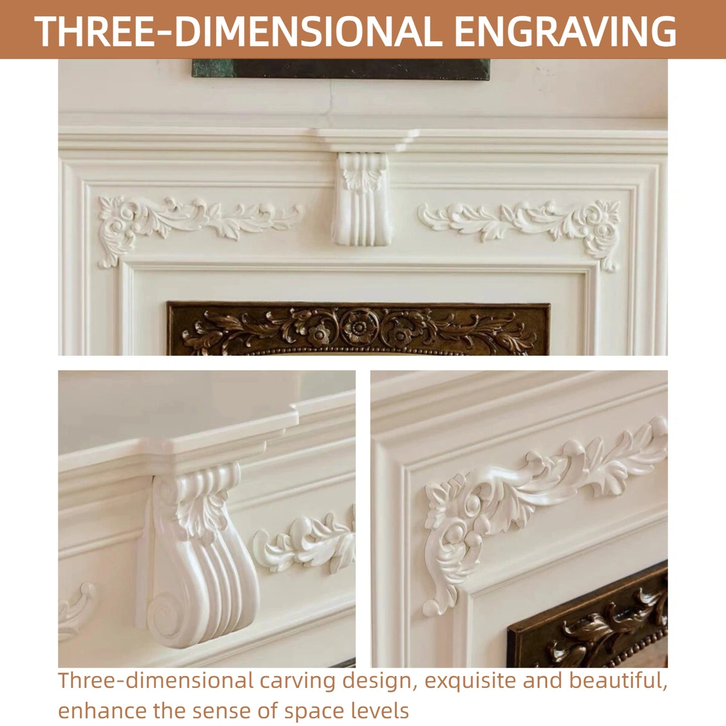 Aihm-Lon Vintage Electric Fireplace with Real Flame Effect Tall TV Stand 47”-59”