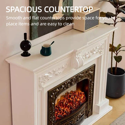 Aihm-Lon Vintage Electric Fireplace with Real Flame Effect Tall TV Stand 47”-59”