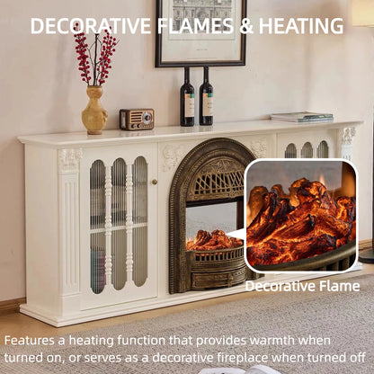 Aihm-Lon Spacious Electric Fireplace Includes Birdcage Heating Firebox 71”-95”