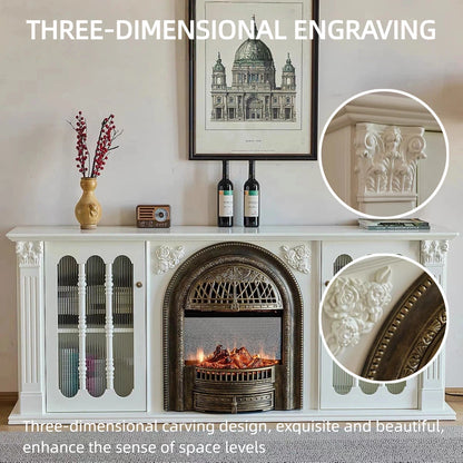 Aihm-Lon Spacious Electric Fireplace Includes Birdcage Heating Firebox 71”-95”