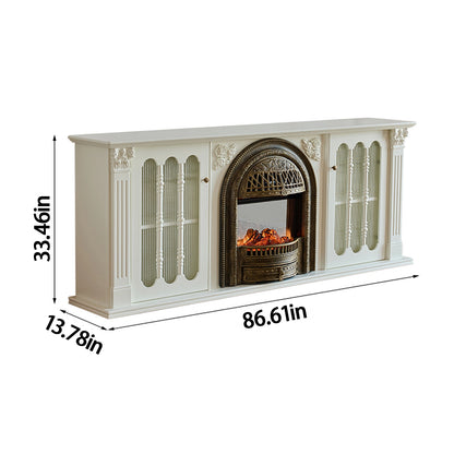 Aihm-Lon Spacious Electric Fireplace Includes Birdcage Heating Firebox 71”-95”