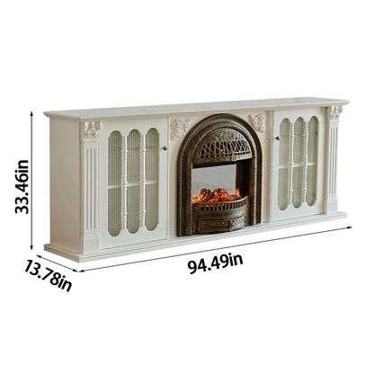 Aihm-Lon Spacious Electric Fireplace Includes Birdcage Heating Firebox 71”-95”