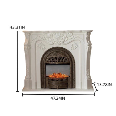 Aihm-Lon Electric Fireplace with Real Flame Insert and White Carving 43”-59”