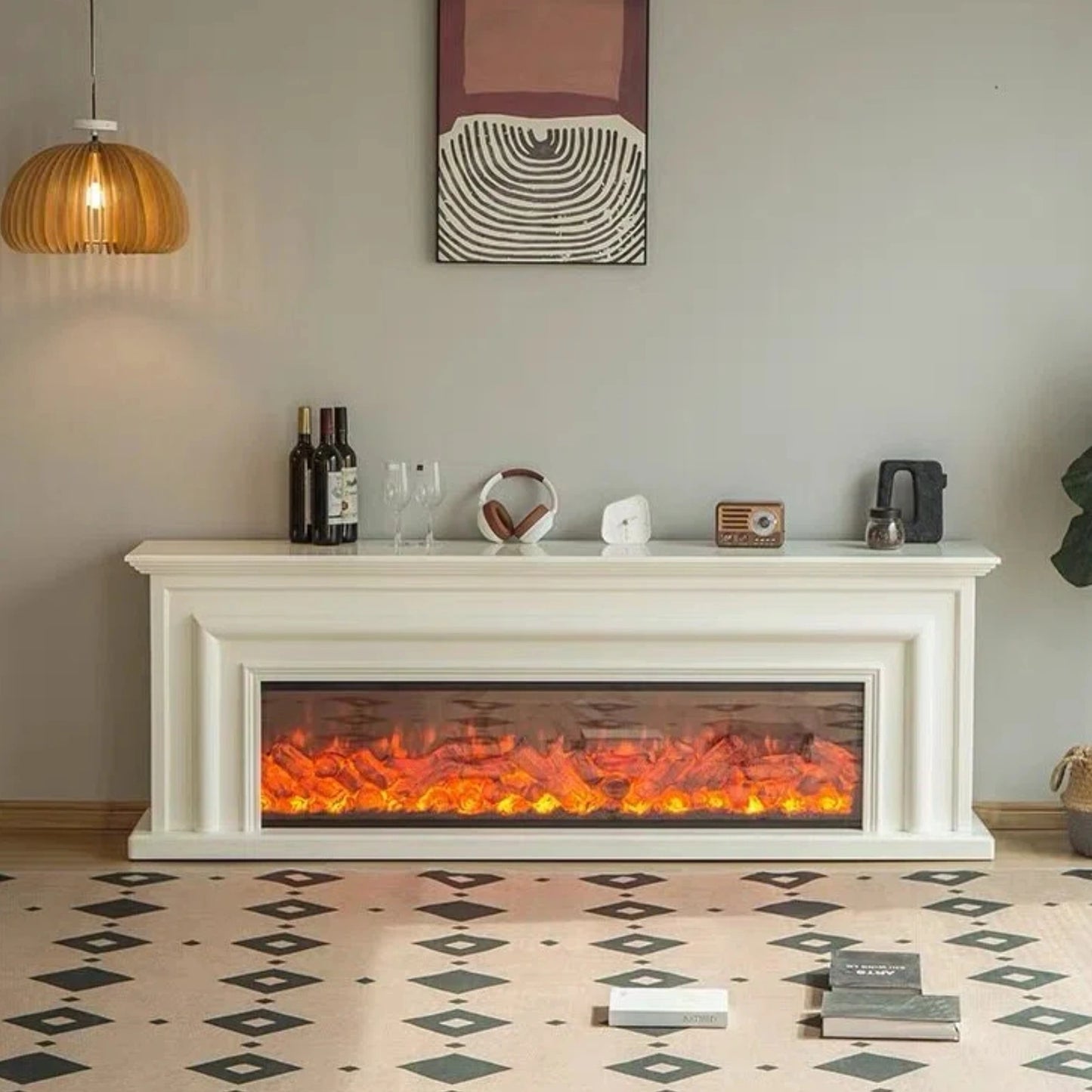 Aihm-Lon Modern Electric Fireplace Includes Fake Flame Insert