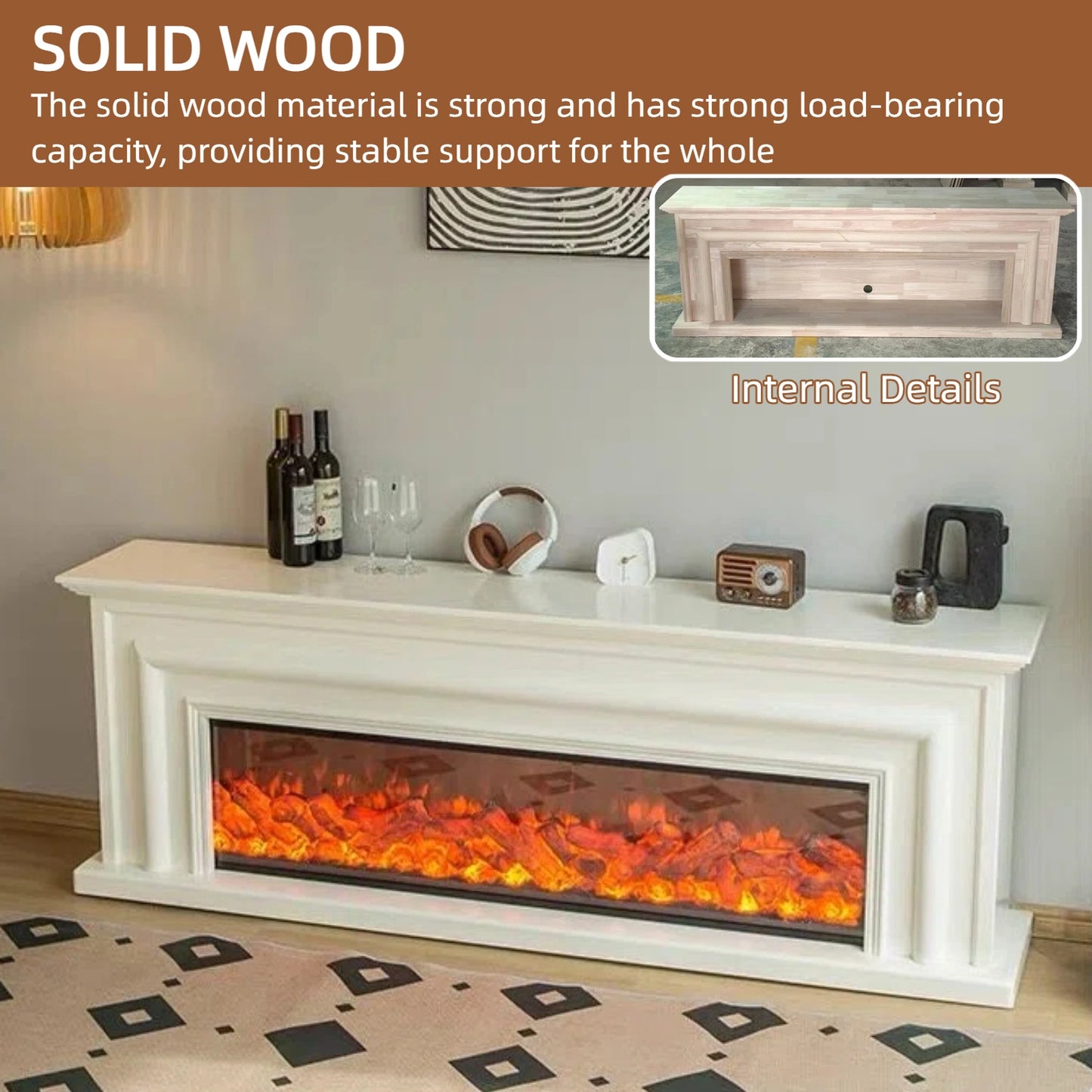 Aihm-Lon Modern Electric Fireplace Includes Fake Flame Insert
