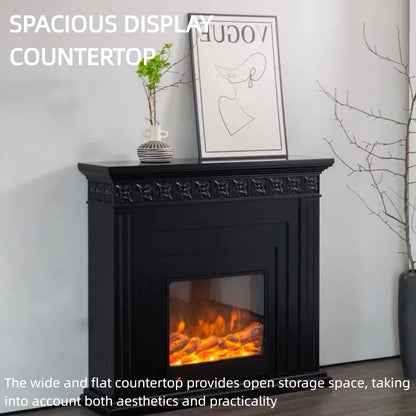 Aihm-Lon Exquisite Electric Fireplace Includes Black Carved & Layered Lines 47”