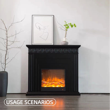 Aihm-Lon Exquisite Electric Fireplace Includes Black Carved & Layered Lines 47”