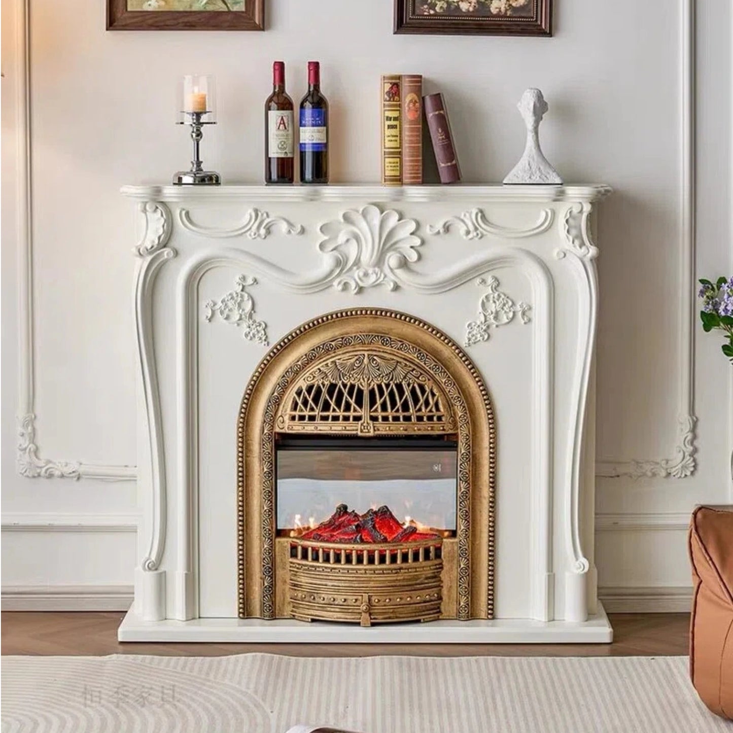 Aihm-Lon Freestanding Electric Fireplace Includes Metal Birdcage & 3D Relief 47” - 55”