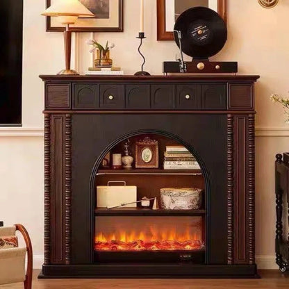 Aihm-Lon Electric Fireplace with Open Shelf & Brown Storage Drawer 47”