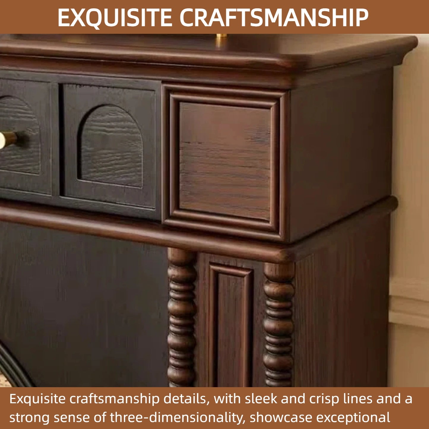 Aihm-Lon Electric Fireplace with Open Shelf & Brown Storage Drawer 47”