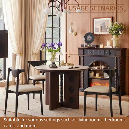 Aihm-Lon Electric Fireplace with Open Shelf & Brown Storage Drawer 47”