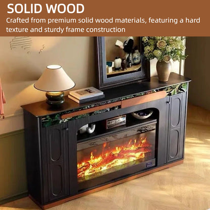 Aihm-Lon Vintage Electric Fireplace with Black Open Shelf 71”