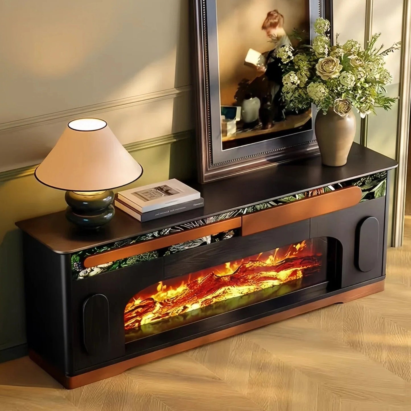 Aihm-Lon Electric Fireplace Includes Decorative Real Flame Insert 59”-71”