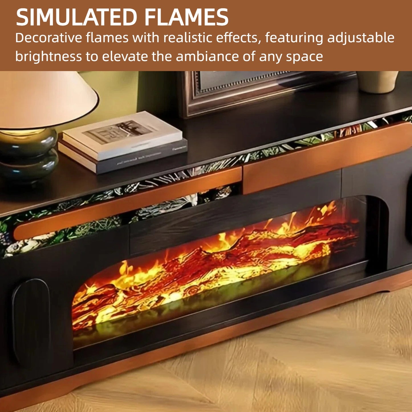 Aihm-Lon Electric Fireplace Includes Decorative Real Flame Insert 59”-71”