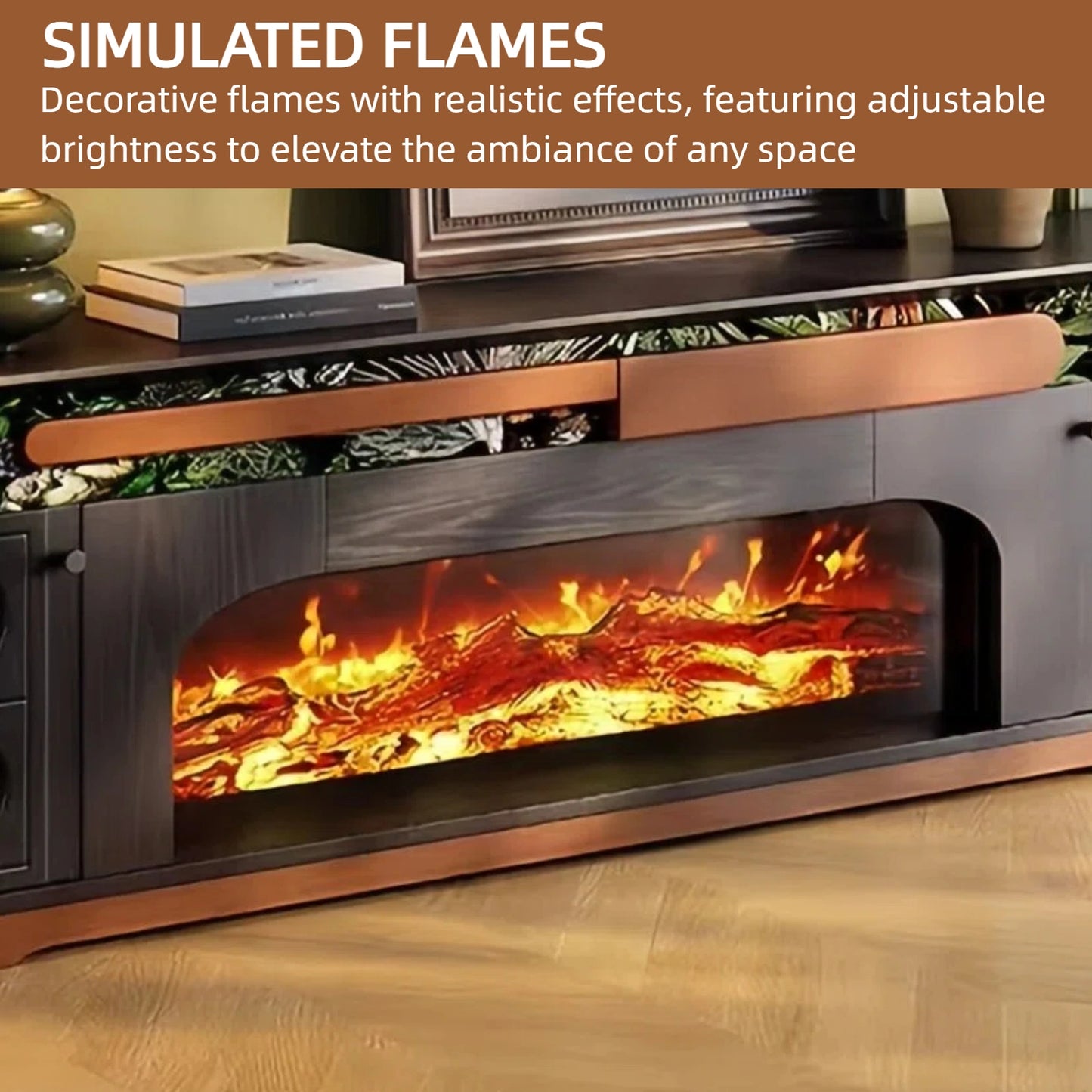 Aihm-Lon Electric Fireplace Includes Decorative Real Flame Insert 59”-71”