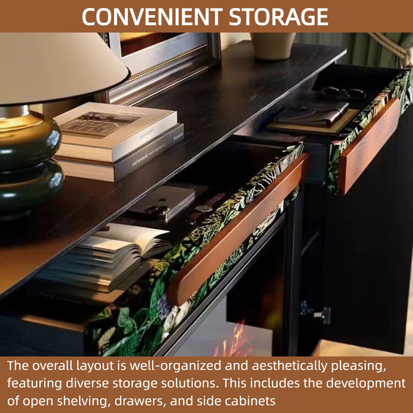 Aihm-Lon Electric Fireplace Includes Decorative Real Flame Insert 59”-71”