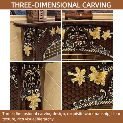 Aihm-Lon Vintage Electric Fireplace Includes 3D Carvings & Hexagonal Textures 59”